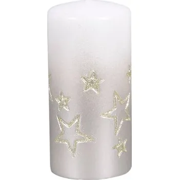 Svíčka Vánoční svíčka válec STELLA Ø7x14 cm šampaň