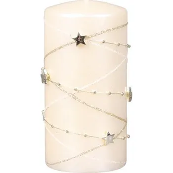 Svíčka Vánoční svíčka válec GIRLANDA Ø 7 x 14 cm béžová