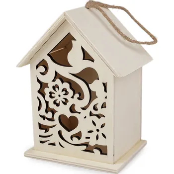 Závěsný dřevěný domeček / budka k domalování Varianta: 1 přírodní sv., Balení: 1 ks