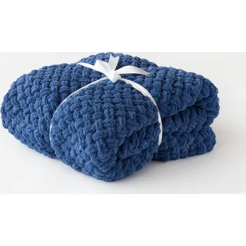 Povlečení Matějovský Knittingly safírová Ručně pletená deka 130/170