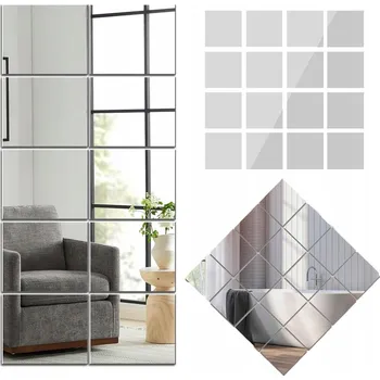 Zrcadlo SAMOLEPICÍ ZRCADLOVÉ SAMOLEPKY ČTVERCE 15X15CM SADA 40 KUSŮ