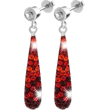 Náušnice JSB bijoux s.r.o. Stříbrné náušnice puzety dlouhé kapky s krystaly Swarovski Siam (Stříbro 925/1000)