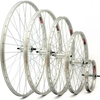 Zapletené kolo výplet 203/12'' přední, ráfek stříbrný jednostěnný, Fe náboj na matice