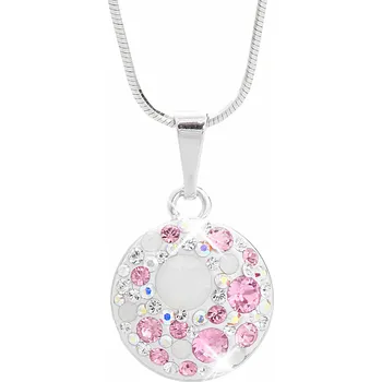 Módní doplněk JSB bijoux s.r.o. Stříbrný náhrdelník kulaté lůžko s krystaly Swarovski Rose Opal Mix (Stříbro 925/1000)