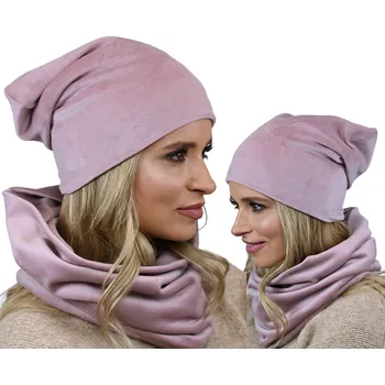 Čepice Alur sada: čepice a nákrčník (rolák), univerzální velikost, růžová