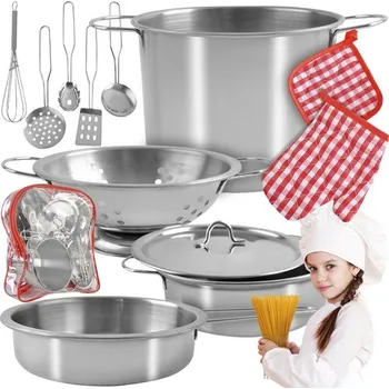 Sada nádobí SADA kovových HRNCŮ pro děti KUCHYŇSKÁ SADA ocelové hrnce
