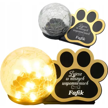 Svíčka HŘBITOVNÍ SVÍČKA SOLÁRNÍ LED pro psa/kočku soška srdce gravírování JMÉNO lampička 3D tlapka