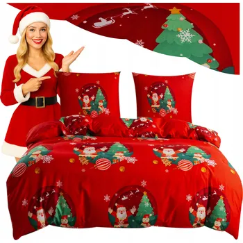 Povlečení SADA POVLEČENÍ VÁNOČNÍ 3D 160x200 STROMEČEK BAŇKY MIKULÁŠ 3226