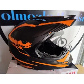 Helma na motorku ENDURO CROSS helma QUAD ATV PITBIKE KOLO BMX KOLOBĚŽKA ČERNÁ ORANŽOVÁ XL