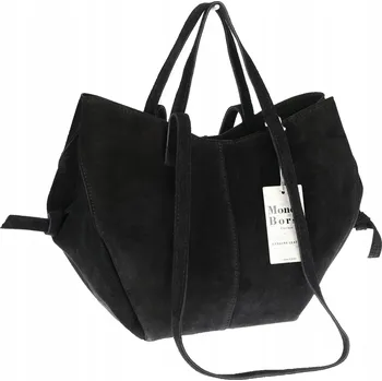 Kabelka Italská dámská kabelka VERA PELLE kožená semišová shopper MB09 Černá