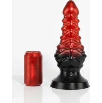 Dildo Twisted Beast Jinn Demon Blood (Ombre) XXL, prémiové silikonové dildo s Vac-U-Lock přísavkou 31,5 x 5,9–11,1 cm