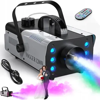 Výrobník mlhy VÝROBNÍK DYMU MLHY ZAHALOVAČ STROJ NA DÝM SILNÝ EFEKT LED RGB + DÁLKOVÉ OVLÁDÁNÍ