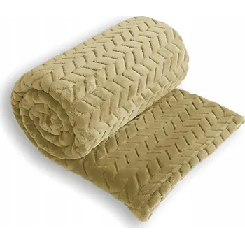 deka Hřejivá měkká deka 200x220 cm přehoz V STROMEČKOVÉM vzoru polyester pléd Krémová