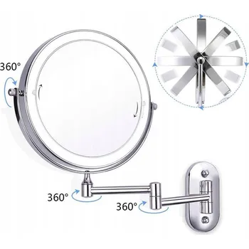 Zrcadlo ZRCADLO DO Zrcadlo do koupelny s LED podsvícením, stříbrné, ZVĚTŠOVACÍ, 10x 12x24 cm Stříbrné