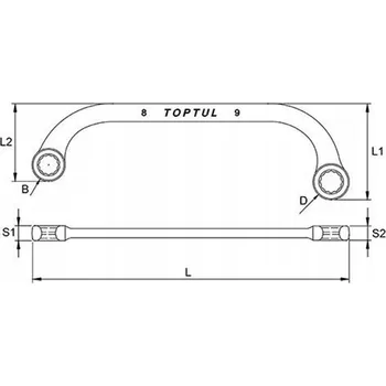 Klíč Očkový klíč oboustranný, profil: U, metrická velikost: 8x9 mm, délka:
