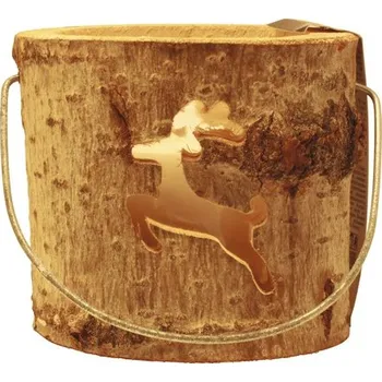 Svícen Lucerna dřevěná 18 x 15 cm se sobem