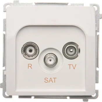Elektrická zásuvka Zásuvka anténní R+TV+SAT průchozí, 1x vstup: 5 MHz÷2,4 GHz, Simon Basic BMZAR-SAT10/P.01/11, bílá