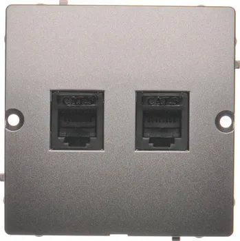 Elektrická zásuvka Zásuvka telefonní 2 násobná RJ12, Simon Basic BMT2.02/21, ocel