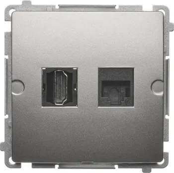 Elektrická zásuvka Zásuvka HDMI + datová RJ45 kat. 6, Simon Basic BMGHRJ45.01/29, saténová