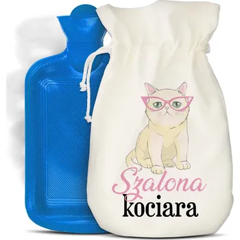 Termofor Gumová Termofor Velká Ohřívací Láhev Modrá v Obalu Dárek Šílená Kočkařka