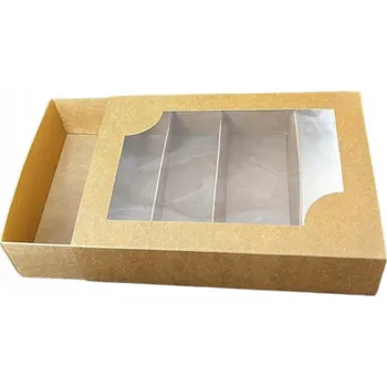 Jednorázové nádobí Krabička / kartony na makronky a pralinky - 5 ks (22x16,5x5,5cm) ECO