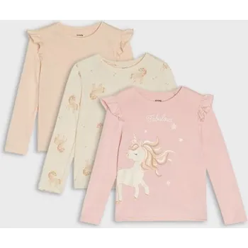 Dívčí tričko Sinsay - Bavlněné tričko 3 pack - vícebarevná - 696DY-MLC - 696DY-MLC-134