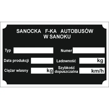 Obraz Autosan, SFA SANOK, gravírovaný štítek s údaji - gravírování v ceně!