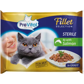 Krmivo pro kočku Prevital krmivo pro kastrované kočky s lososem v omáčce 4x85g