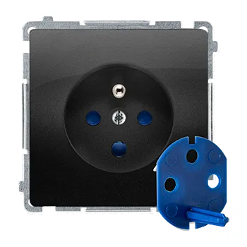 Elektrická zásuvka Zásuvka silová 1 násobná DATA s klíčem, s uzemněním, 16 A / 230 V~, šroubové svorky, Simon Basic BMGD1.01/49, černá