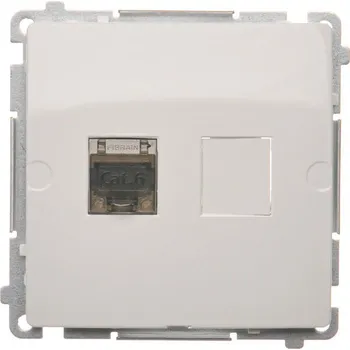 Elektrická zásuvka Zásuvka datová 1 násobná stíněná RJ45 kat. 6, s protiprachovou clonkou, Simon Basic BM61E.01/11, bílá