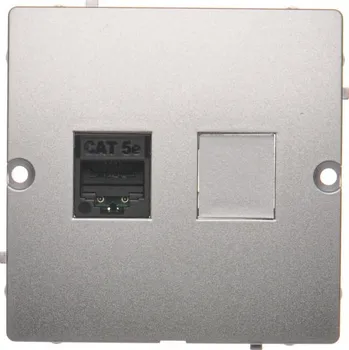 Elektrická zásuvka Zásuvka datová 1 násobná RJ45 kat. 5e, Simon Basic BMF51.02/43, stříbrná metalizovaná