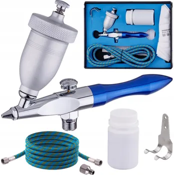 Pískovačka MINI PÍSKOVACÍ PISTOLE AEROGRAF S KORUNDEM, HADICE A SADA - KOMPLETNÍ PÍSKOVAČKA