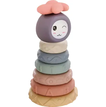 MĚKKÉ KREATIVNÍ SENZORICKÉ STAVEBNICE VĚŽ PYRAMIDA PRO MIMINKA KOUSÁTKA