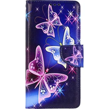 Pouzdro na mobilní telefon Pouzdro Samsung A13 knížkové Modré s motýlky (kryt neboli obal na Samsung A13)