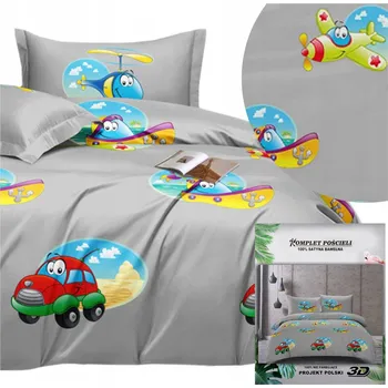 Povlečení Povlečení 160x200 3dílná sada povlečení 70x80 saténové Maria letadla