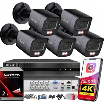 IP kamera Monitorovací sada 8MPx s 5 kamerami HiLook by Hikvision TVI AHD a HDD diskem 2TB