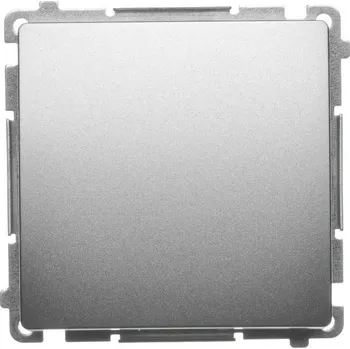 vypínač Tlačítko zapínací, bez piktogramu, řazení 1/0, 10 A / 230 V~, bezšroubové svorky, Simon Basic BMP1.01/29, saténová