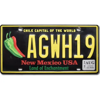 Plechová cedule Americká SPZ New Mexico Chile Capital AGWH19