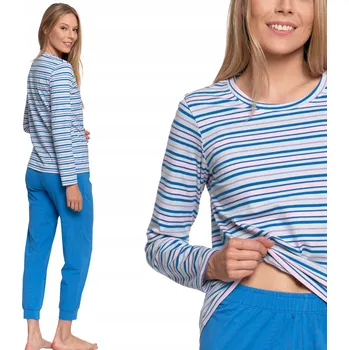 Dámské pyžamo DÁMSKÉ BAVLNĚNÉ PYŽAMO - HORNÍ DÍL S PRUHY, DVOUDÍLNÉ, DLOUHÝ RUKÁV MORAJ S