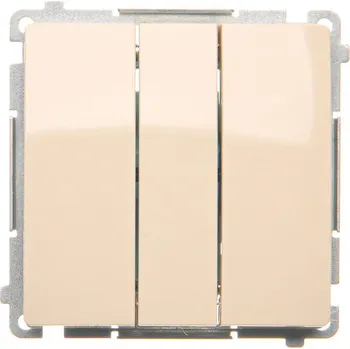 vypínač Tlačítko zapínací 3 násobný, řazení 1/0+1/0+1/0, 10 A / 230 V~, bezšroubové svorky, Simon Basic BMP31.01/12, béžová