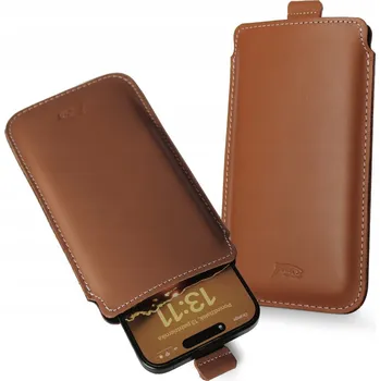 Pouzdro na mobilní telefon LURESKO Kožené pouzdro s zasouvacím obal na telefon 6.5" 6.9" (hladká hnědá barva)
