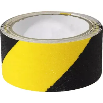 Výstražná páska Černo-žlutá korundová protiskluzová páska FLOMA Standard Hazard - 3 x 5 cm tloušťka 0,7 mm, 80081073