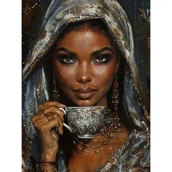 Obraz DIAMANTOVÁ VÝŠIVKA MOZAIKA ŽENA S ŠÁLKEM 2002243 30x40 cm