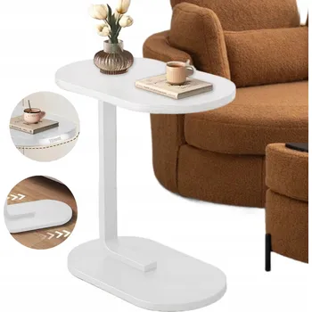 Konferenční stolek Stolek NeonNinjaX oválný 28 x 40 x 55 cm bílý