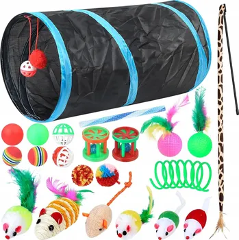 Hračka pro kočku Sada hraček pro kočky 22 ks s tunelem, míčky, myškami, pružinkami a udicí