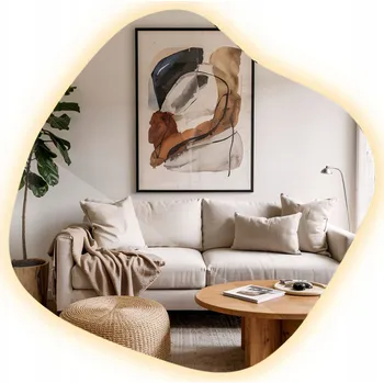Zrcadlo Závěsné LED Zrcadlo nepravidelného tvaru Loft Boho do koupelny, obývacího pokoje a ložnice