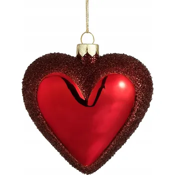 Vánoční dekorace Vánoční Koule na vánoční stromek, skleněná tvarovka, srdce 10x10 cm, 1 Ks