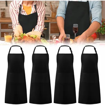 Kuchyňská zástěra GASTRONOMICKÁ ZÁSTĚRA OCHRANNÁ PŘEDNÍ NASTAVITELNÁ KUCHYŇSKÁ ČERNÁ 4ks