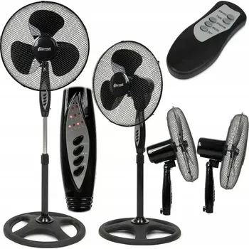 Domácí ventilátor Černý podlahový ventilátor 55 W s dálkovým ovládáním, 3 rychlosti