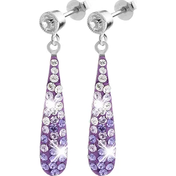 Náušnice JSB bijoux s.r.o. Stříbrné náušnice puzety dlouhé kapky s krystaly Swarovski Violet (Stříbro 925/1000)